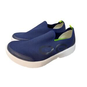 Oofos Men's OOmg Sport Low Shoes Blue Knit Comfort Recovery Slip On Sneakers
